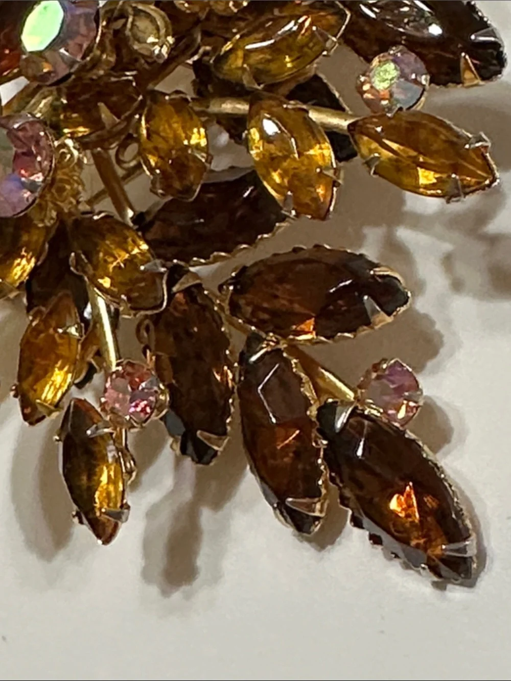 Layered Brown & Amber Rhinestones & AB stones - 3” x 2 1/4”